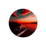 Sunset Dusk Boat Sea Ocean Water Rubber Coaster (Round)  Front