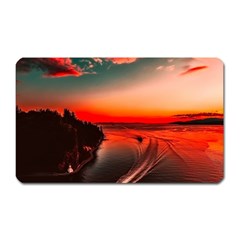 Sunset Dusk Boat Sea Ocean Water Magnet (rectangular) by BangZart