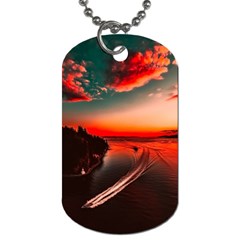 Sunset Dusk Boat Sea Ocean Water Dog Tag (one Side) by BangZart