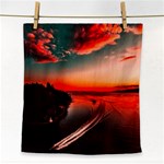 Sunset Dusk Boat Sea Ocean Water Face Towel Front