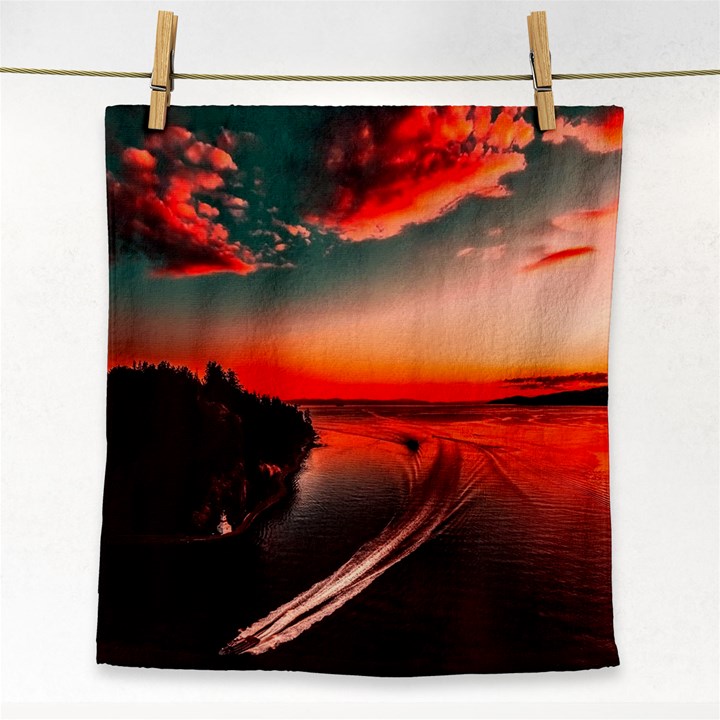 Sunset Dusk Boat Sea Ocean Water Face Towel