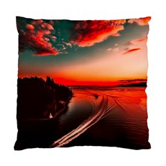 Sunset Dusk Boat Sea Ocean Water Standard Cushion Case (Two Sides)