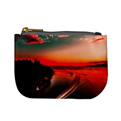 Sunset Dusk Boat Sea Ocean Water Mini Coin Purses