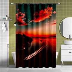 Sunset Dusk Boat Sea Ocean Water Shower Curtain 48  x 72  (Small) 