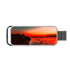 Sunset Dusk Boat Sea Ocean Water Portable Usb Flash (one Side) by BangZart