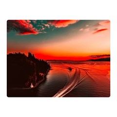 Sunset Dusk Boat Sea Ocean Water Double Sided Flano Blanket (Mini) 