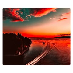 Sunset Dusk Boat Sea Ocean Water Double Sided Flano Blanket (small)  by BangZart