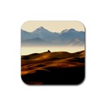 Landscape Mountains Nature Outdoors Rubber Coaster (Square)  Front