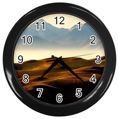 Landscape Mountains Nature Outdoors Wall Clocks (black) by BangZart