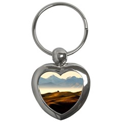 Landscape Mountains Nature Outdoors Key Chains (heart)  by BangZart