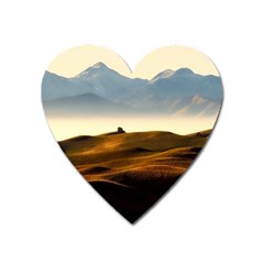 Landscape Mountains Nature Outdoors Heart Magnet by BangZart