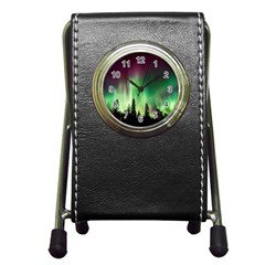 Aurora Borealis Northern Lights Pen Holder Desk Clocks by BangZart