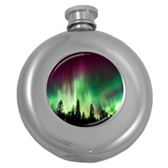 Aurora Borealis Northern Lights Round Hip Flask (5 Oz) by BangZart