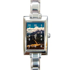 Italy Valley Canyon Mountains Sky Rectangle Italian Charm Watch by BangZart