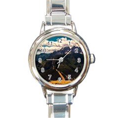 Italy Valley Canyon Mountains Sky Round Italian Charm Watch by BangZart