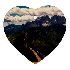 Italy Valley Canyon Mountains Sky Ornament (heart) by BangZart