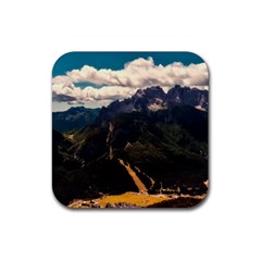 Italy Valley Canyon Mountains Sky Rubber Coaster (square)  by BangZart