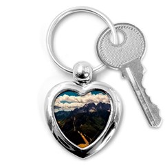 Italy Valley Canyon Mountains Sky Key Chains (heart)  by BangZart