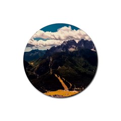 Italy Valley Canyon Mountains Sky Rubber Coaster (round)  by BangZart