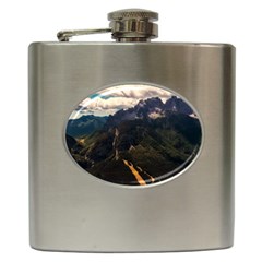 Italy Valley Canyon Mountains Sky Hip Flask (6 Oz) by BangZart