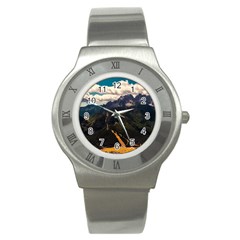 Italy Valley Canyon Mountains Sky Stainless Steel Watch by BangZart