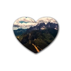 Italy Valley Canyon Mountains Sky Rubber Coaster (heart)  by BangZart