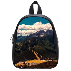 Italy Valley Canyon Mountains Sky School Bag (small) by BangZart