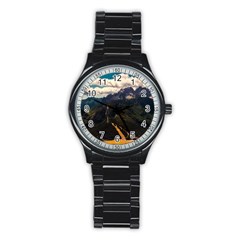 Italy Valley Canyon Mountains Sky Stainless Steel Round Watch by BangZart