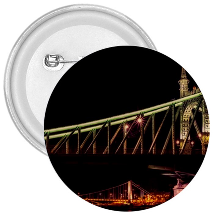 Budapest Hungary Liberty Bridge 3  Buttons