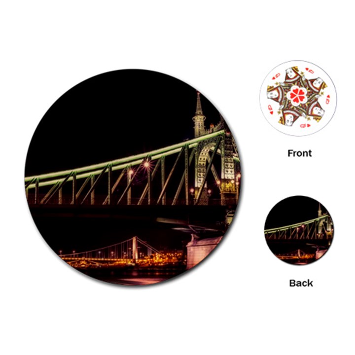 Budapest Hungary Liberty Bridge Playing Cards (Round) 