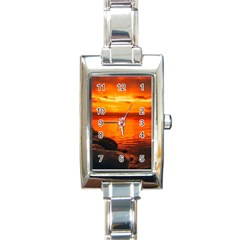 Alabama Sunset Dusk Boat Fishing Rectangle Italian Charm Watch by BangZart