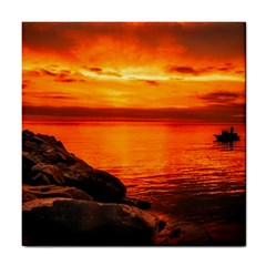 Alabama Sunset Dusk Boat Fishing Tile Coasters by BangZart