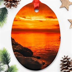 Alabama Sunset Dusk Boat Fishing Ornament (oval) by BangZart