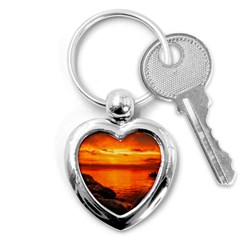 Alabama Sunset Dusk Boat Fishing Key Chains (heart)  by BangZart