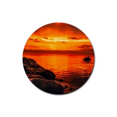 Alabama Sunset Dusk Boat Fishing Rubber Round Coaster (4 Pack)  by BangZart