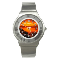 Alabama Sunset Dusk Boat Fishing Stainless Steel Watch by BangZart