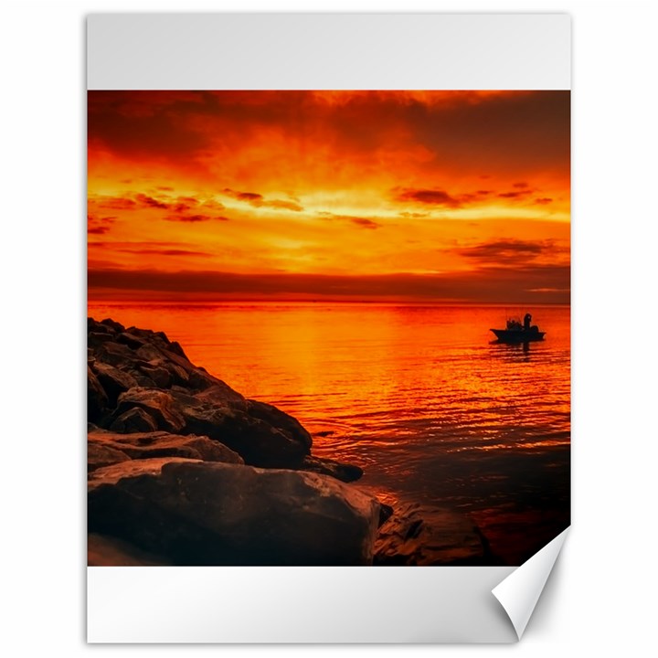 Alabama Sunset Dusk Boat Fishing Canvas 12  x 16  