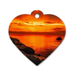 Alabama Sunset Dusk Boat Fishing Dog Tag Heart (two Sides) by BangZart