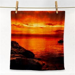 Alabama Sunset Dusk Boat Fishing Face Towel by BangZart