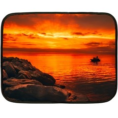 Alabama Sunset Dusk Boat Fishing Fleece Blanket (mini) by BangZart