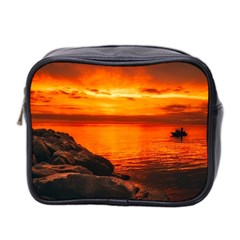 Alabama Sunset Dusk Boat Fishing Mini Toiletries Bag 2-side by BangZart