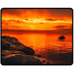 Alabama Sunset Dusk Boat Fishing Fleece Blanket (Medium)  60 x50  Blanket Front