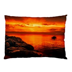 Alabama Sunset Dusk Boat Fishing Pillow Case (two Sides) by BangZart