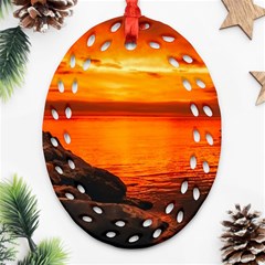 Alabama Sunset Dusk Boat Fishing Ornament (oval Filigree) by BangZart