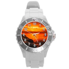 Alabama Sunset Dusk Boat Fishing Round Plastic Sport Watch (l) by BangZart