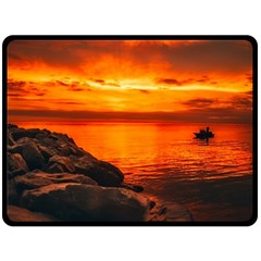 Alabama Sunset Dusk Boat Fishing Double Sided Fleece Blanket (large)  by BangZart