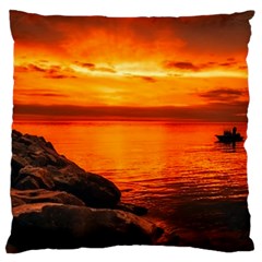 Alabama Sunset Dusk Boat Fishing Standard Flano Cushion Case (one Side) by BangZart