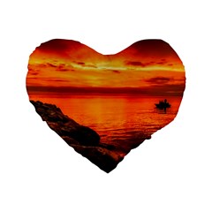 Alabama Sunset Dusk Boat Fishing Standard 16  Premium Flano Heart Shape Cushions by BangZart