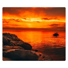 Alabama Sunset Dusk Boat Fishing Double Sided Flano Blanket (small)  by BangZart