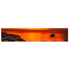 Alabama Sunset Dusk Boat Fishing Small Flano Scarf by BangZart